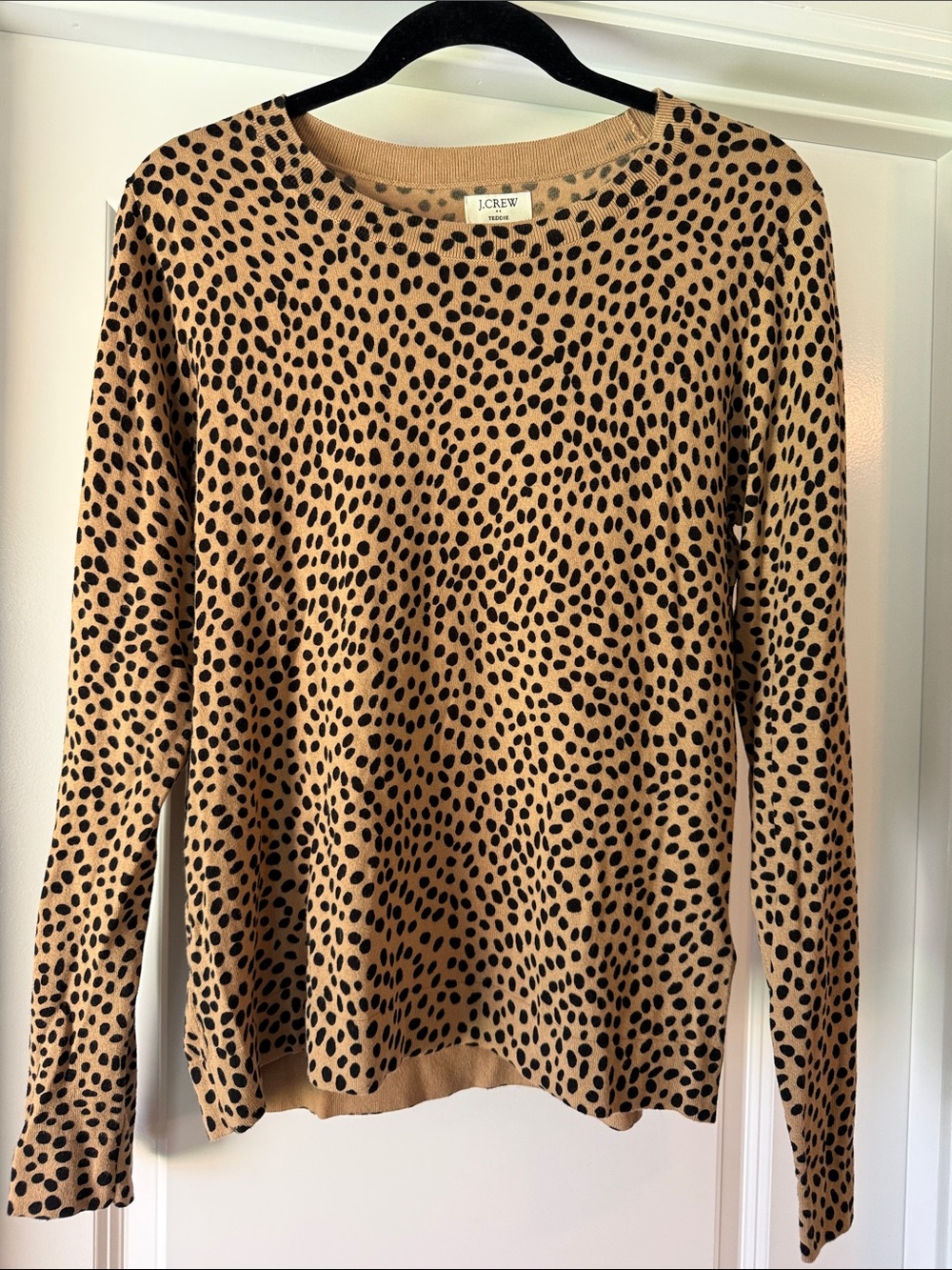 NWT J. Crew Teddie Leopard Print Crewneck Sweater Size Medium